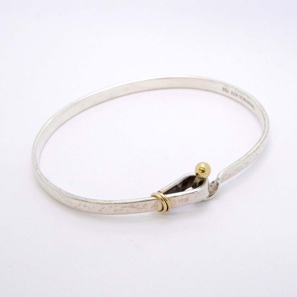 Tiffany & Co. Hook Eye Bangle, 18K Yellow Gold (KYG), Sterling Silver 925, Wo... - Picture 2 of 10